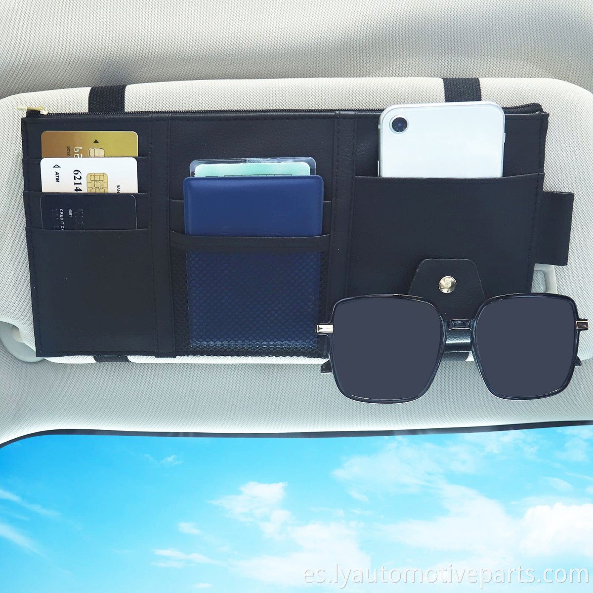 CAR Sun Visor Organizer Accesorios automotrices Documento de documento Case PU Cuero Registro de automóvil y almacenamiento de seguros